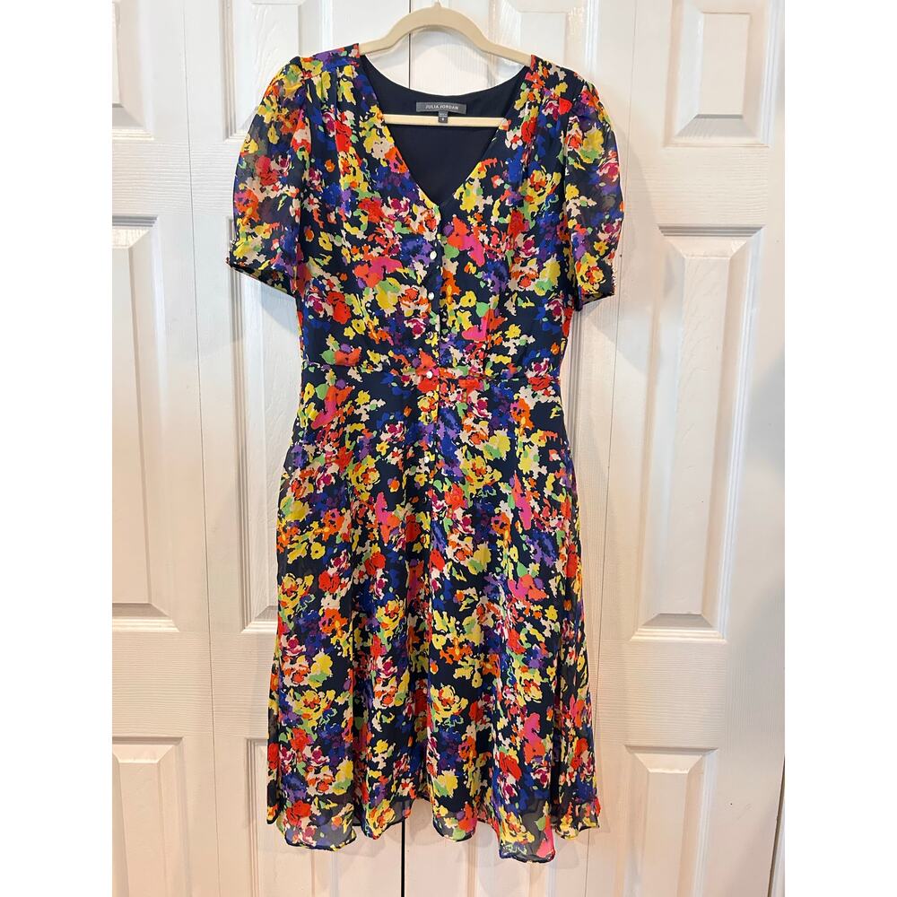 Julia Jordan Short Sleeve V-Neck Button Midi Dress Size 8 - Picture 4 of 10